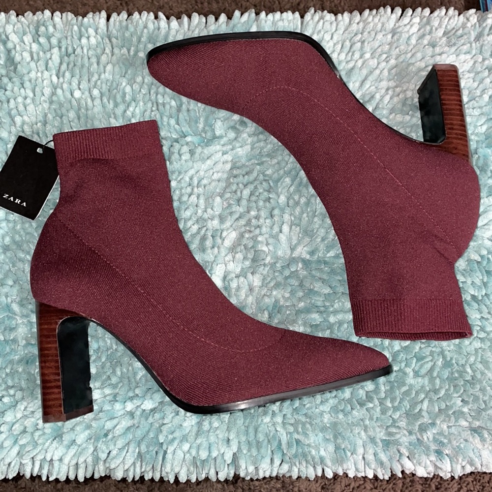 Zara burgundy Ankle boots NWT - Picture 2 of 7